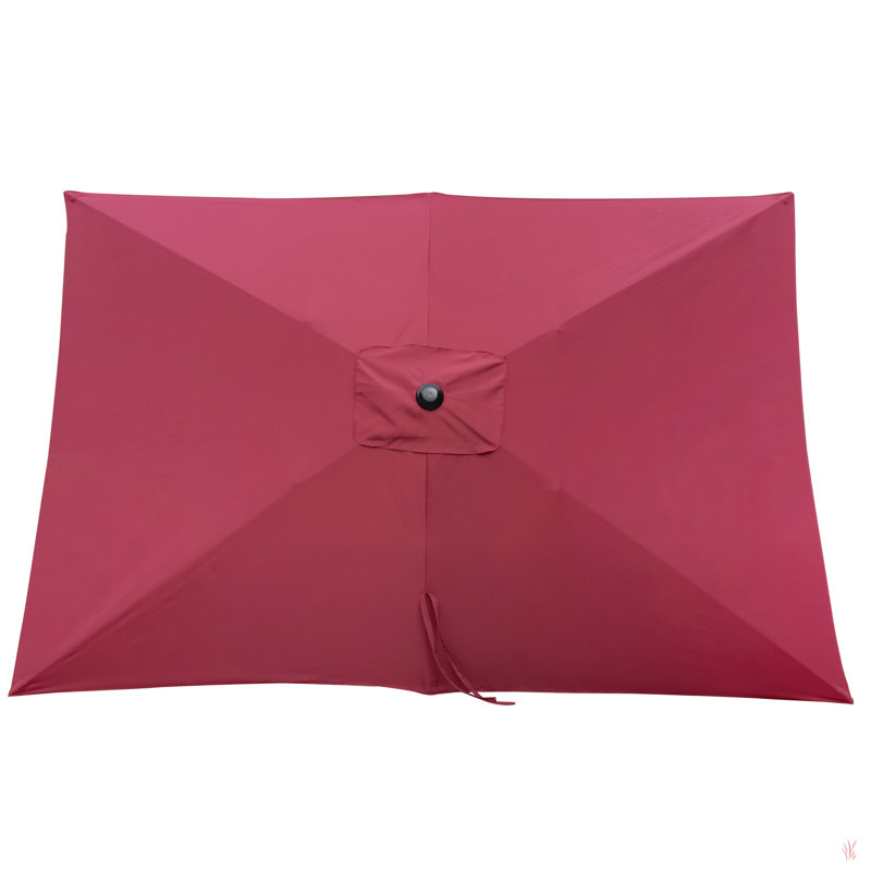Parasol imperméable d'extérieur 6 x 9 pi avec manivelle et bouton poussoir inclinable sans rabat pour le jardin, Bourgogne