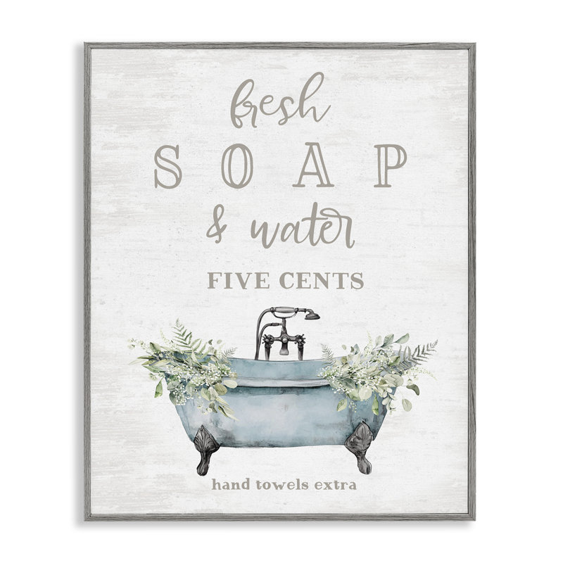 Giclée encadrée de savon et de baignoire antique antique, design par lettré et doublé, Estampe numérique Farmhouse
