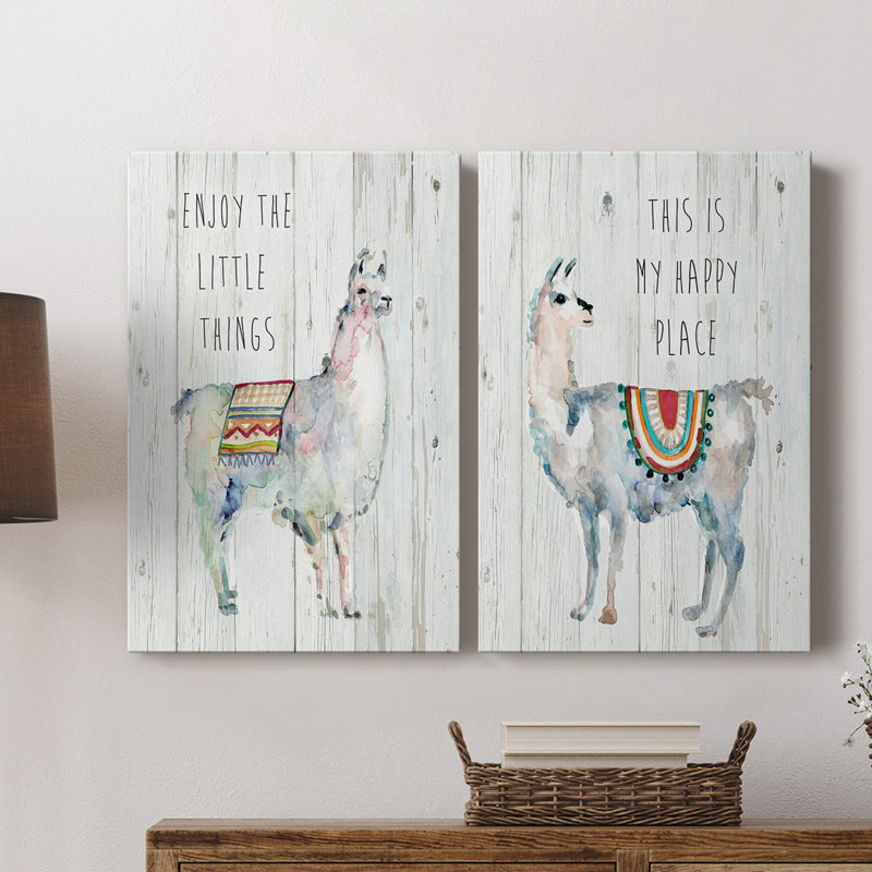 Llama Little Things-Toile tendue avec châssis de qualité supérieure - Prêt à être accroché, H 60 po x l 80 po