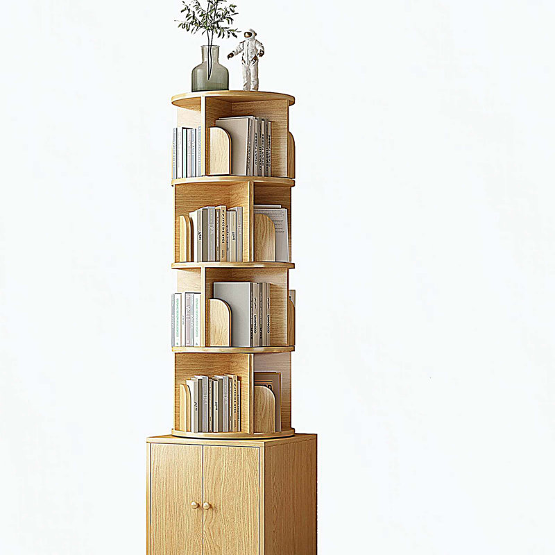 Bibliothèque rotative, bibliothèque d'angle à 5 niveaux avec tiroir à 360 degrés, étagère de rangement sur pied au sol, étagère à livres étroite en bois