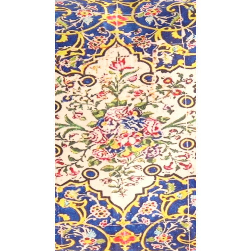 Persian Velvet Pillow 16'' X 24'', Navy Blue/Orange/Yellow/Green, Rectangular, 16"H x 24"W