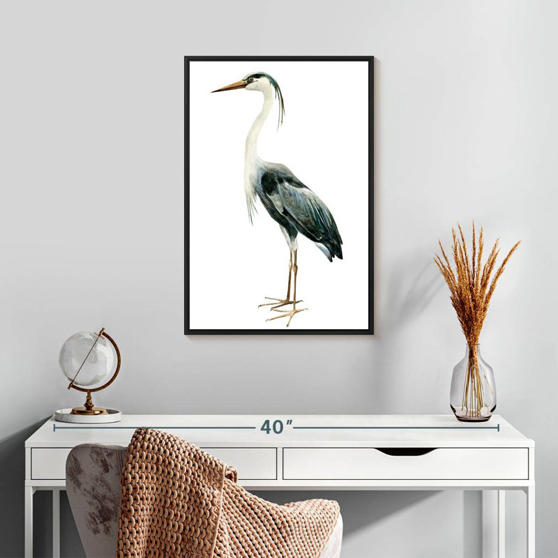 Profil du héron, Cadre flottant noir, 17 po x 25 po