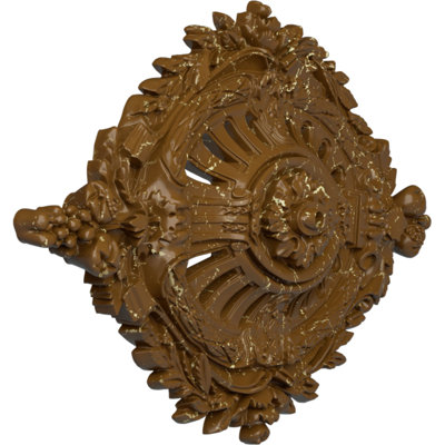 Endurathane Antonio Ceiling Medallion, 35 7/8"W x 22 1/2"H x 4 3/8"P, Hand-Painted Smokey Topaz Crackle Finish