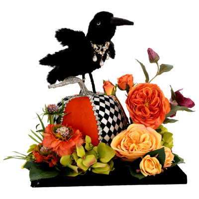 Pumpkin Crow Tablescape - 16 X 14 Inches