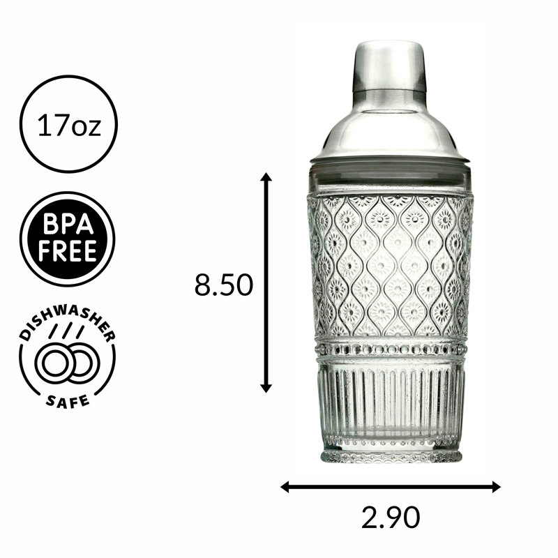 Claro Cocktail Shaker 18 oz, Clear