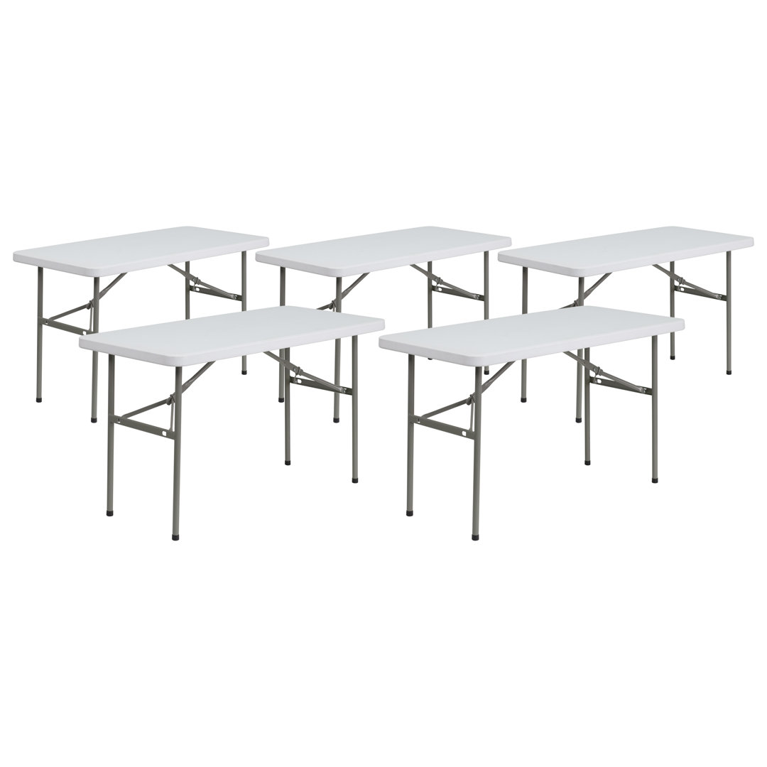 Noah 4-Foot Plastic Folding Tables - Banquet / Event Folding Table (Set of 5) Flash Furniture