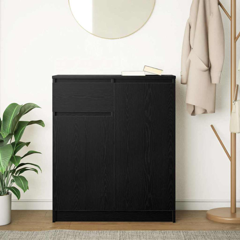 Sideboard With Drawer 71X35x84 Cm Engineered Wood, Black Oak