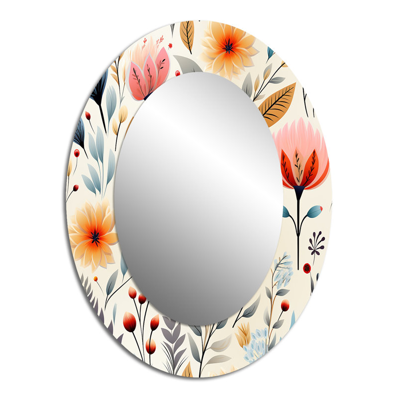 Soft Pastels Flower Accents - Miroir mural ovale Country, H 40 po x l 30 po