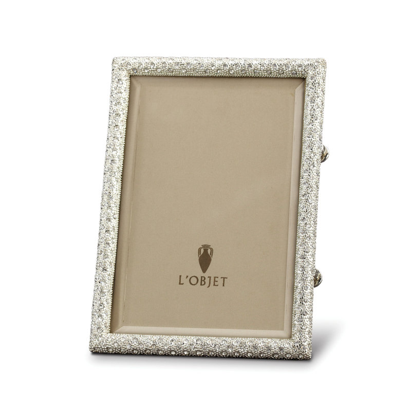 L'objet Rectangular Pave Frame, 5" W x 7" H, Platinum, Platinum Plated/Crystal