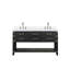 Ensemble de meuble-lavabo double en chêne noir avec plateau en marbre de culture et robinet-525377811