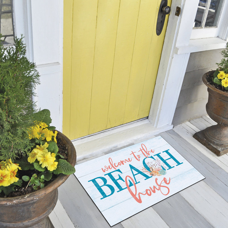 Beach House Welcome Rectangular Rubber Outdoor Doormat