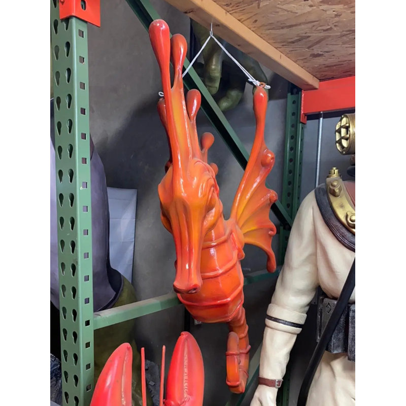 Jumbo Orange Seahorse Statue