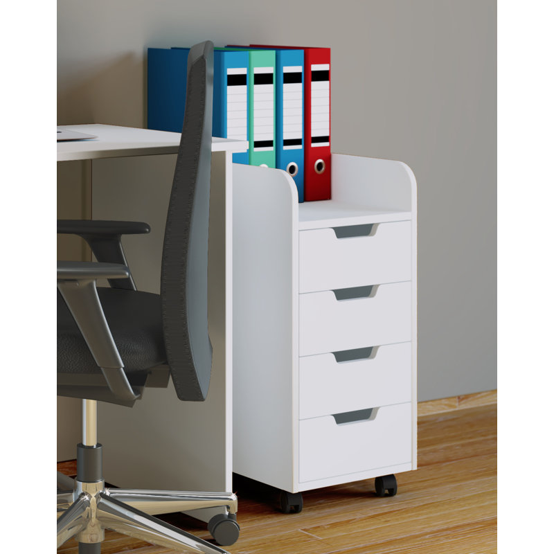 Fordham 33 cm W 4 -Drawer Solid Wood Filing Cabinet, White