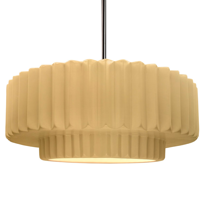 Luminaire suspendu 1 lumière Meydan, H 6 po x l 16,25 po x P 16,25 po, Jaune atténué, Nickel brossé