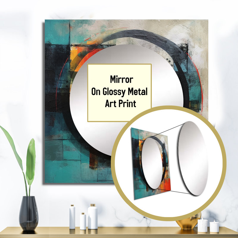 Jacqueling - Modern Geometric Large Square Mirror Wall Decor For Bedroom, 23" x 23"