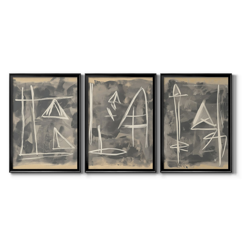 ABSTRACT Series DCCLxxxxi - Toile tendue avec châssis sur mesure - 3 pièces, H 21 po x l 30 po, Noir