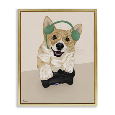 «Happy Gamer Dog», art mural encadré par Tara Royle