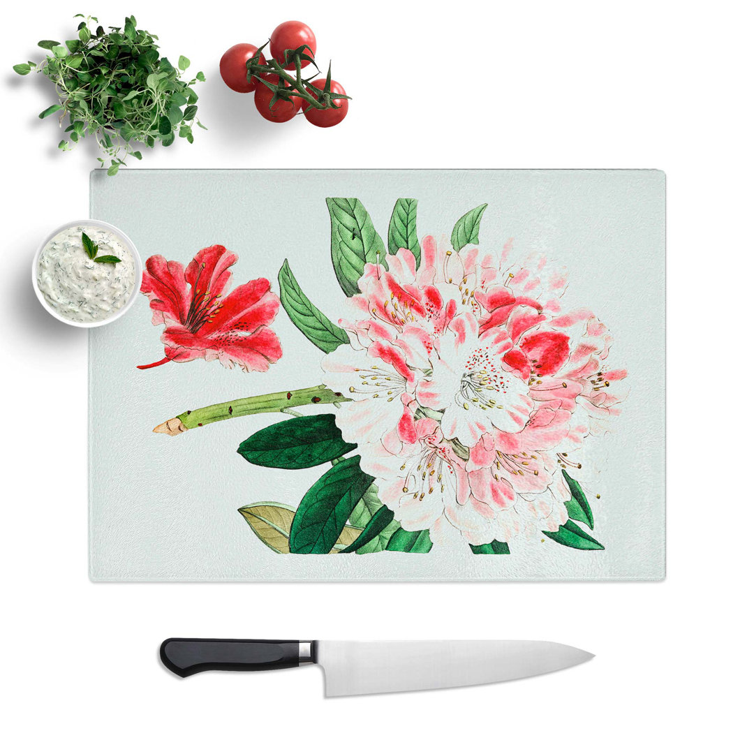 Tempered Glass Azalea Flowers Chopping Board
