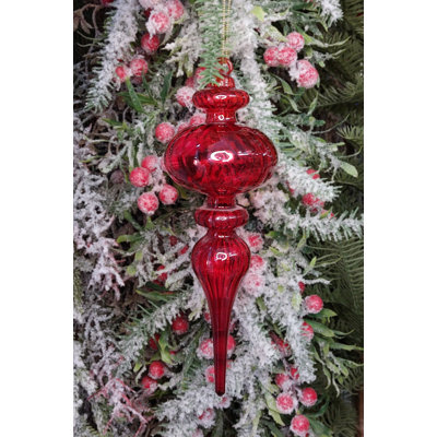 Ornement en verre rouge torsadé F07M10-9