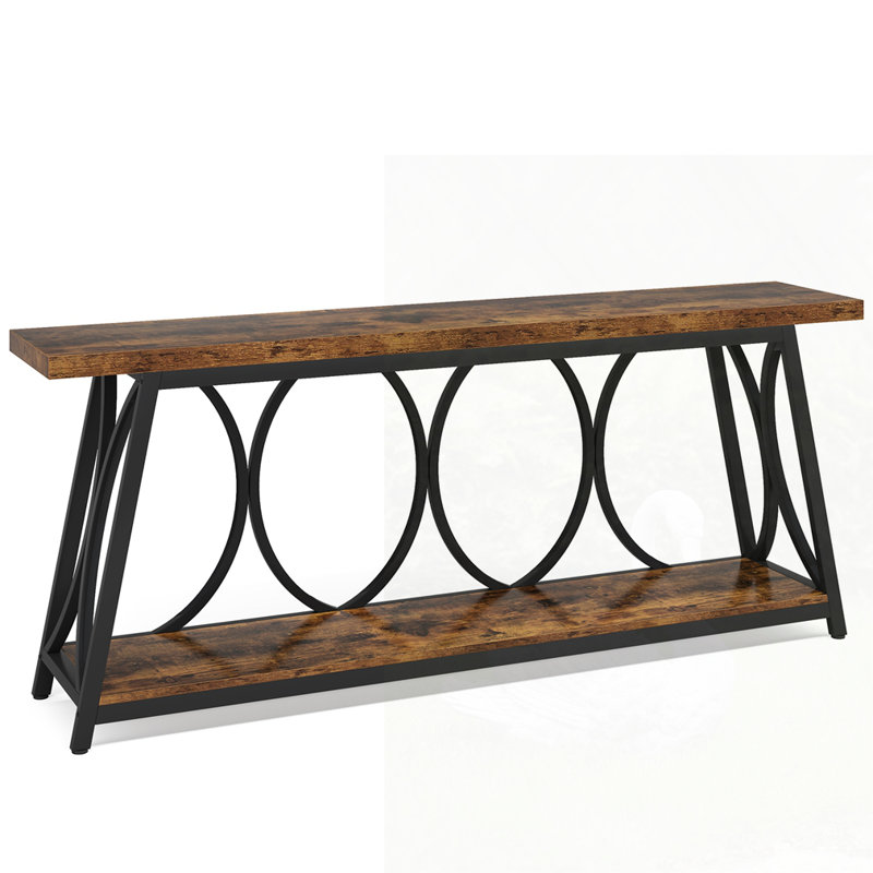 Farmhouse Console Table, Brown, Black