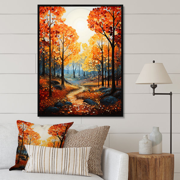 Red Barrel Studio® Bold Yellow Forest Giants Pointillism I On Canvas ...