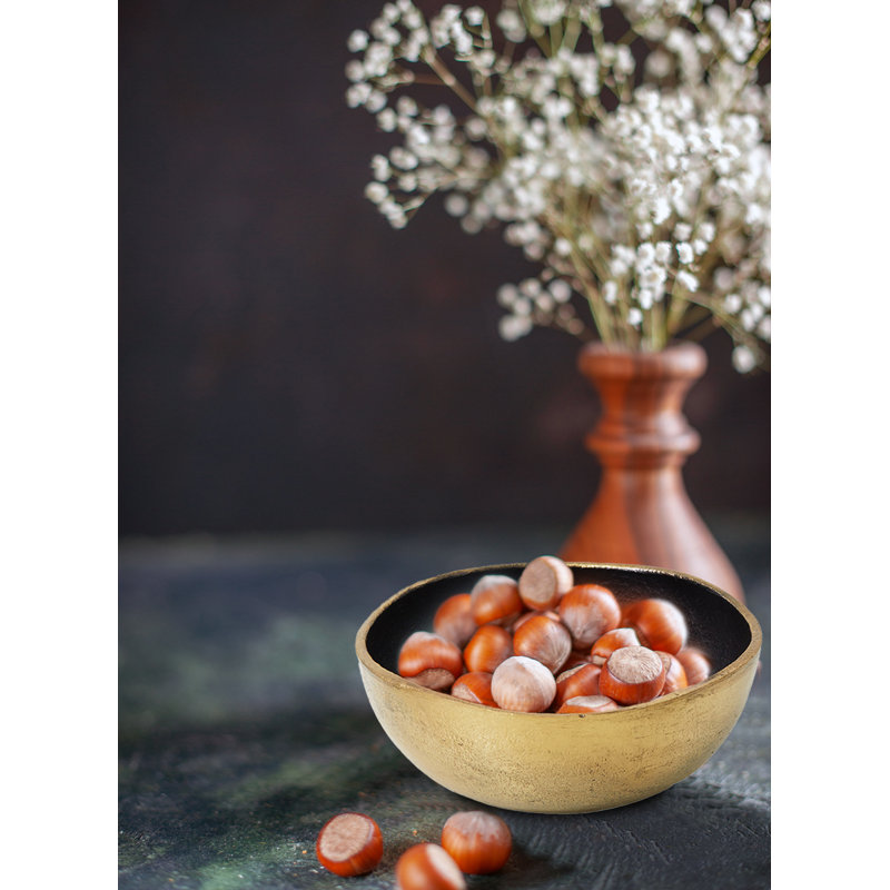 Bol décoratif noir et doré Loon Peak®, bol polyvalent - à utiliser comme centre de table, porte-fruits, pot-pourri, porte-bougie chauffe-plat, bol à chat, mesure 5,5 po de diamètre et 2 po de hauteur