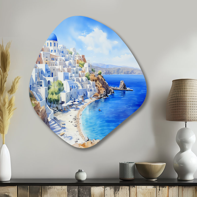 Décoration murale irrégulière en métal Santorini Grèce Serenity - Grèce, H 35 po x l 31 po x P 1 po
