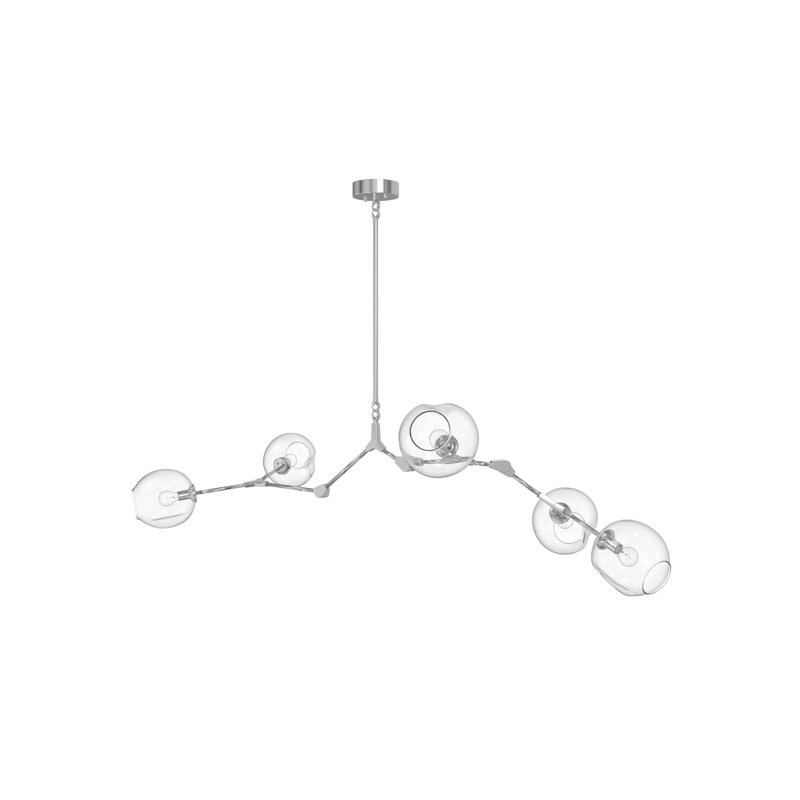 Maclean 5 - Light Dimmable Sputnik Modern Linear Chandelier, Matte Chrome