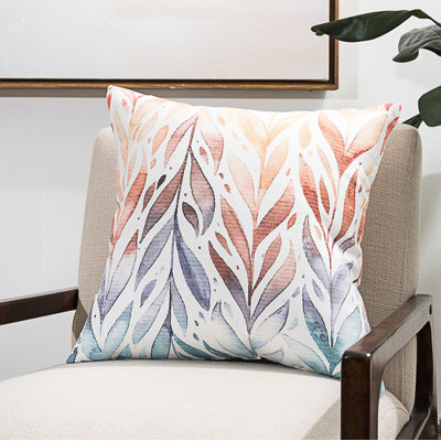  Bright Leaves Floral Throw Pillow