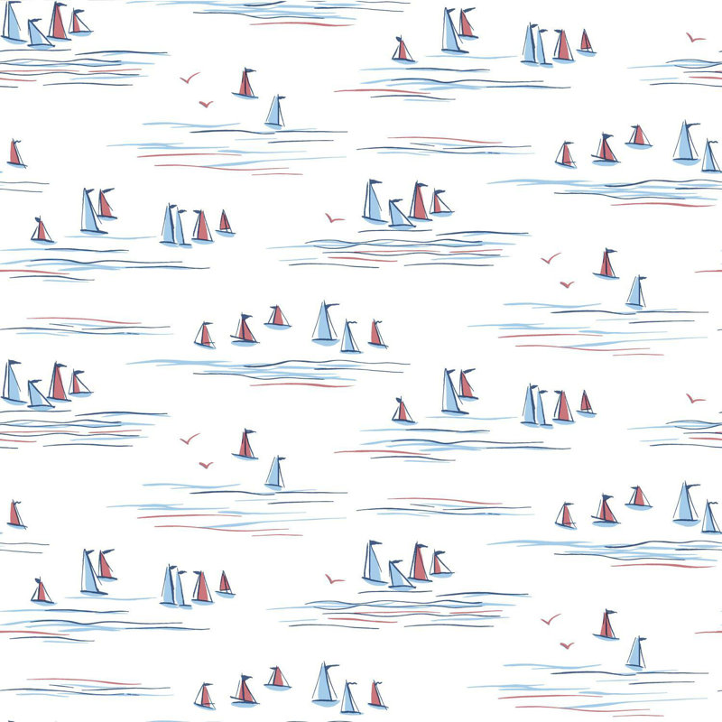 Rouleau de papier peint L 33 pi x l 20,5 po Full Sails, Bleu/rouge