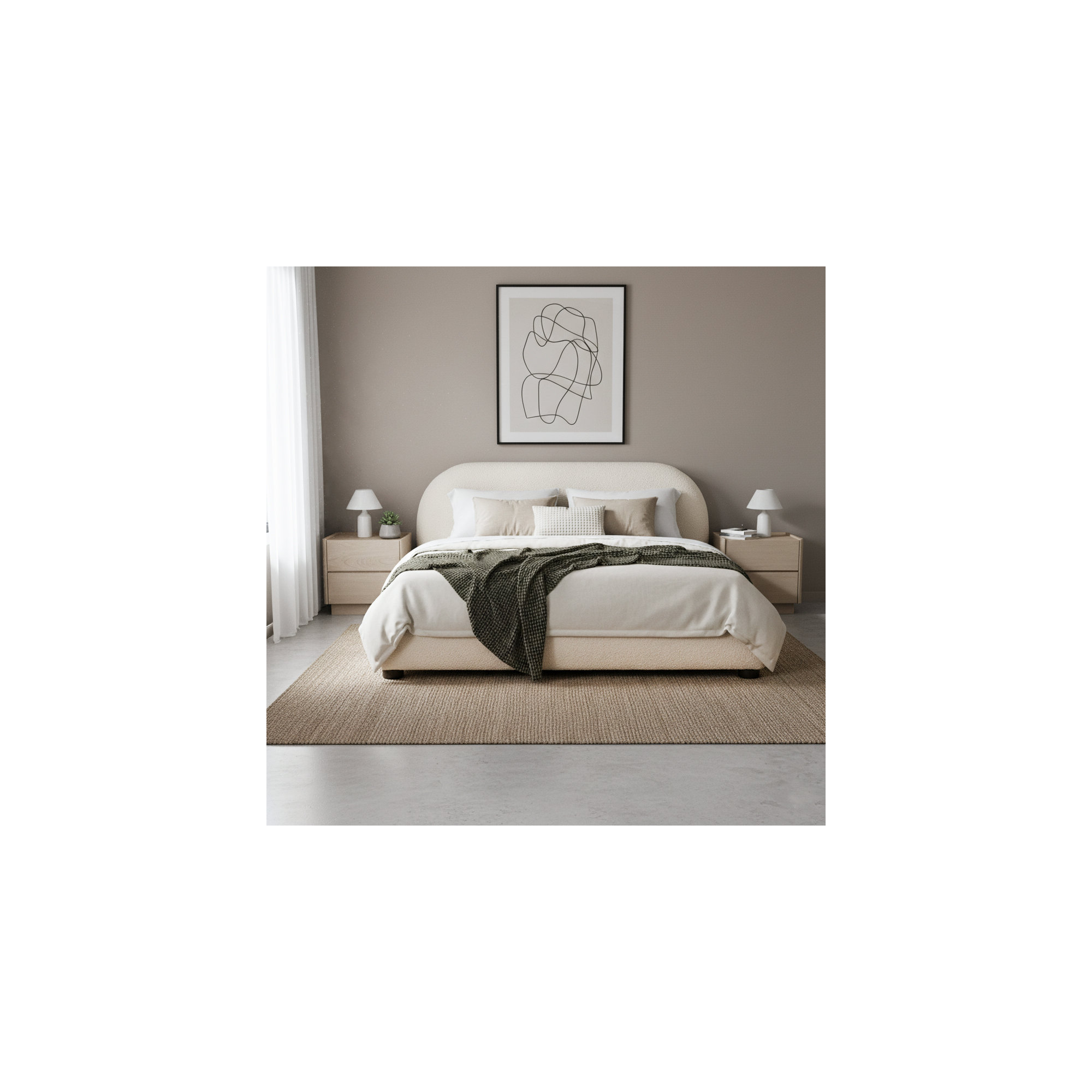 Tesso Upholstered Bed , Cream, King