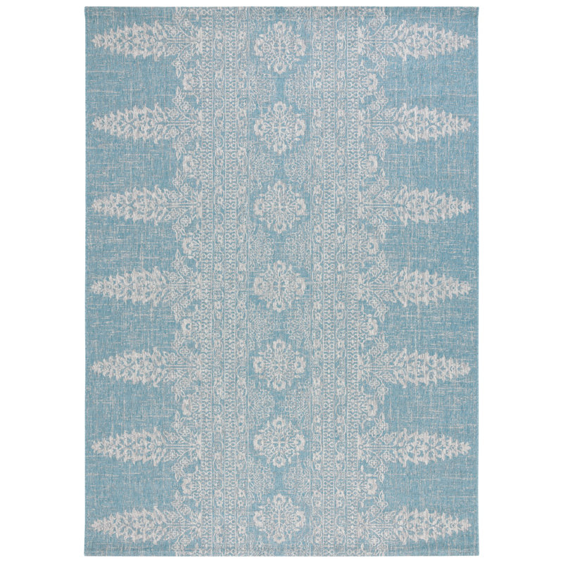 Tapis d'intérieur / extérieur à motif floral Courtyard Performance, Rectangle 8 pi x 11 pi