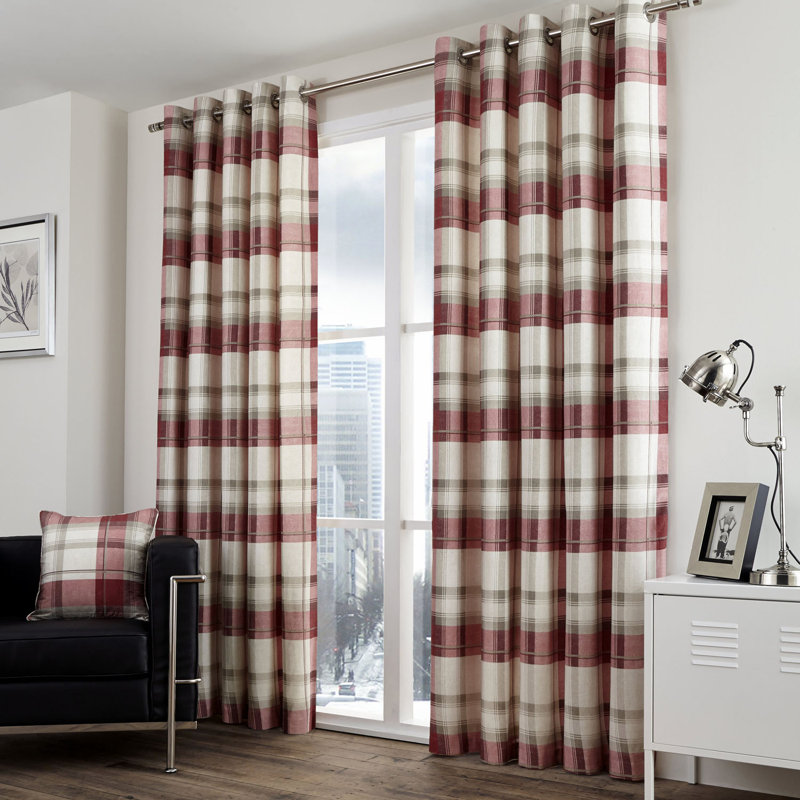 Cotton Sheer Curtain Pair, Width 117 x Drop 137 cm, Ruby