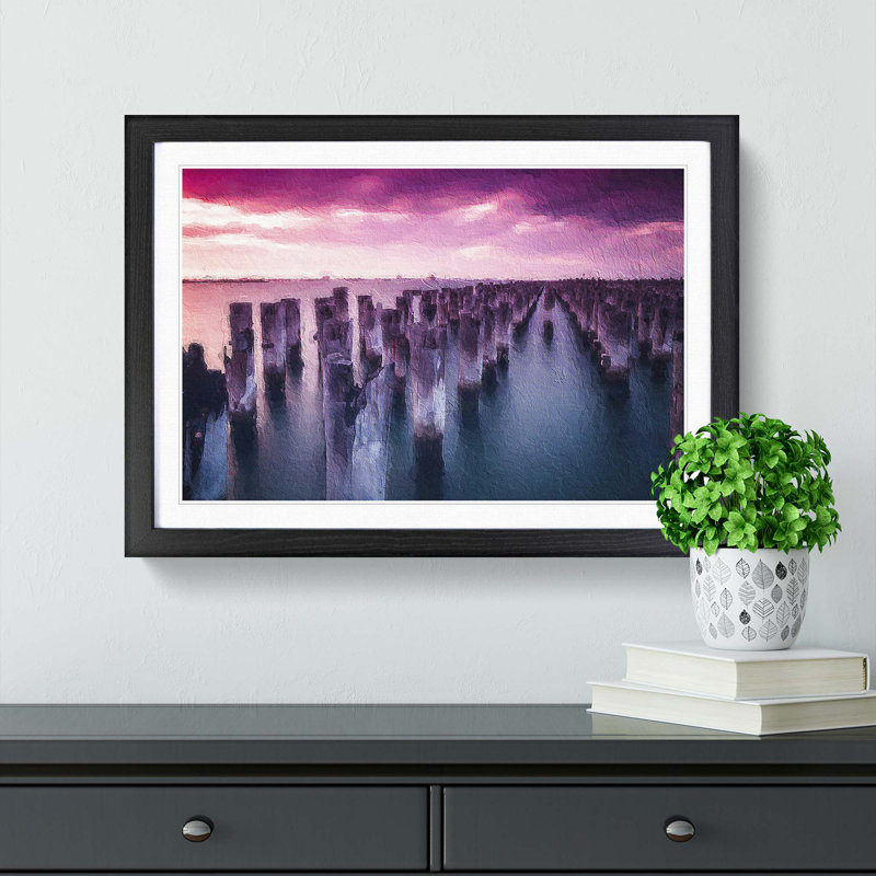 Princes Pier in Victoria Australia - Picture Frame Painting Print, 36cm H x 48cm W x 2cm D, Black Framed