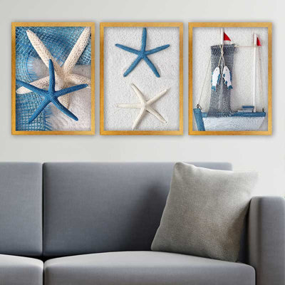 Stunning Decorative Framed Painting Set (3 Pieces), 21.7 x 29.5 Inches Each | 100% Wooden Frame with 0.8 Inch Polystyrene | UV Digital Printing | Perfect for Living Room, Office & Gallery Wall Decor