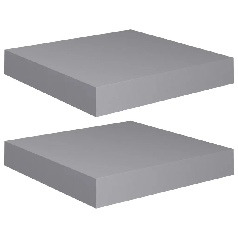 Arson 2 Piece Floating Shelf, Grey, 3.8cm H x 23.5cm W x 23cm D