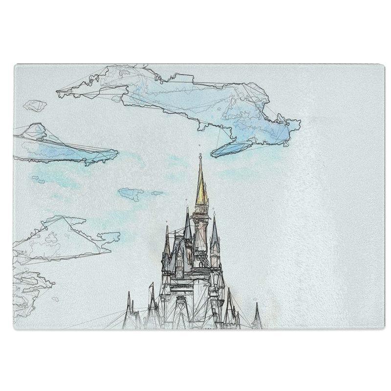 Glass Magic Kingdom Castle in Abstract Chopping Board, 39 cm W x 28.5 cm L