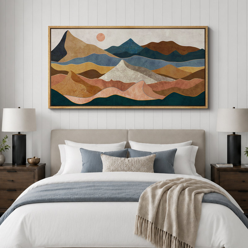 Très grande œuvre d'art murale encadrée, H 30 po x l 60 po, Naturel