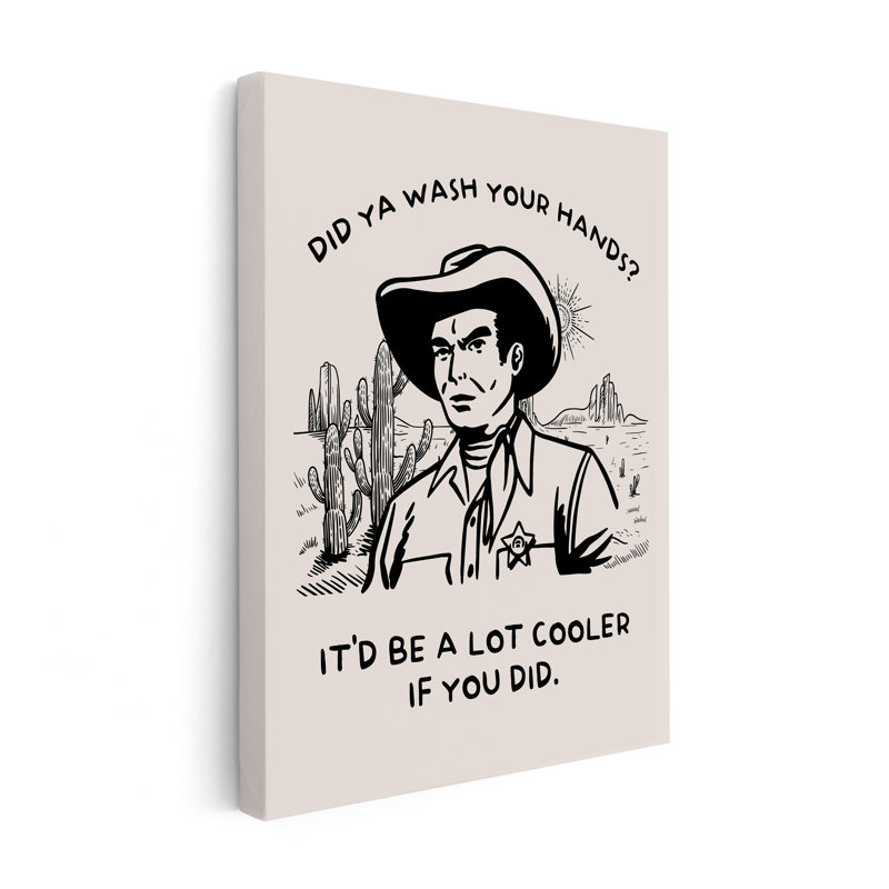 Beige «Did Ya Wash Your Hands», Canvas, 16"H x 20"W, Brown Framed