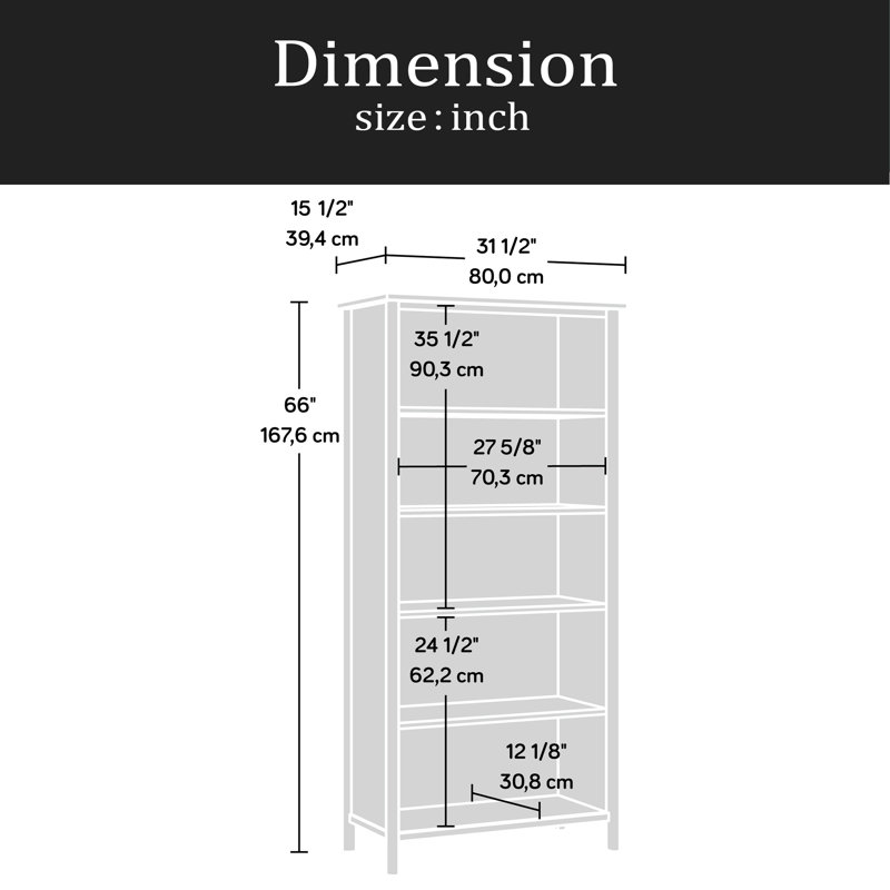 5-Shelf Bookshelf With Concealed Storage