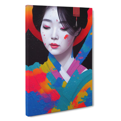 Paint Splashed Geisha No.1 - Wrapped Canvas