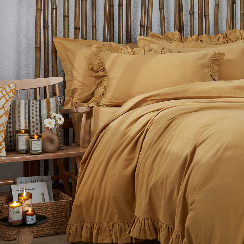 Jarvous Sateen Plain Weave Fitted Sheet, Mustard, King
