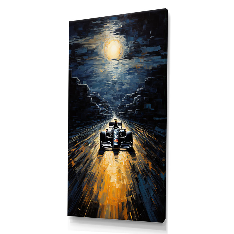 Midnight Formule Car Race Track I, Toile tendue, H 60 po x l 28 po x P 1,5 po