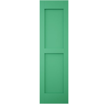 Volets extérieurs Americraft à deux panneaux plats égaux en bois véritable (par paire), avec capuchons de volets en aluminium et nénuphars, 18 po L x 83 po H