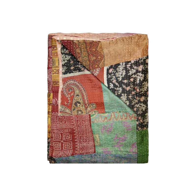 Taj Hotel Home Decor Kantha Silk Throw | Multicolor | 50"x70"