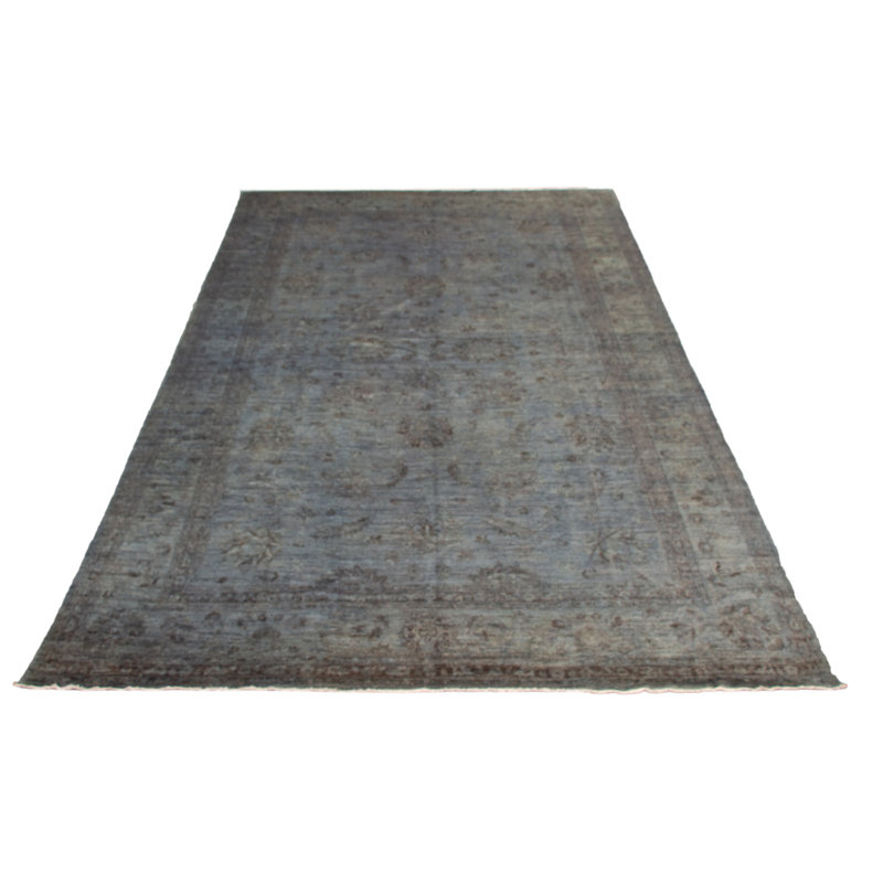 Tapis bleu denim noué à la main unique 11 pi 7 po x 16 pi 7 po