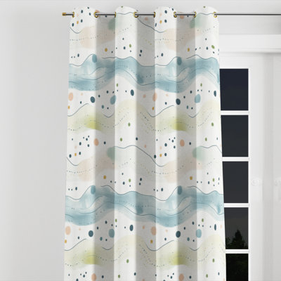 Modern Window curtains - Blue Azurdee Velvet Grommet Curtain - 1 Panel