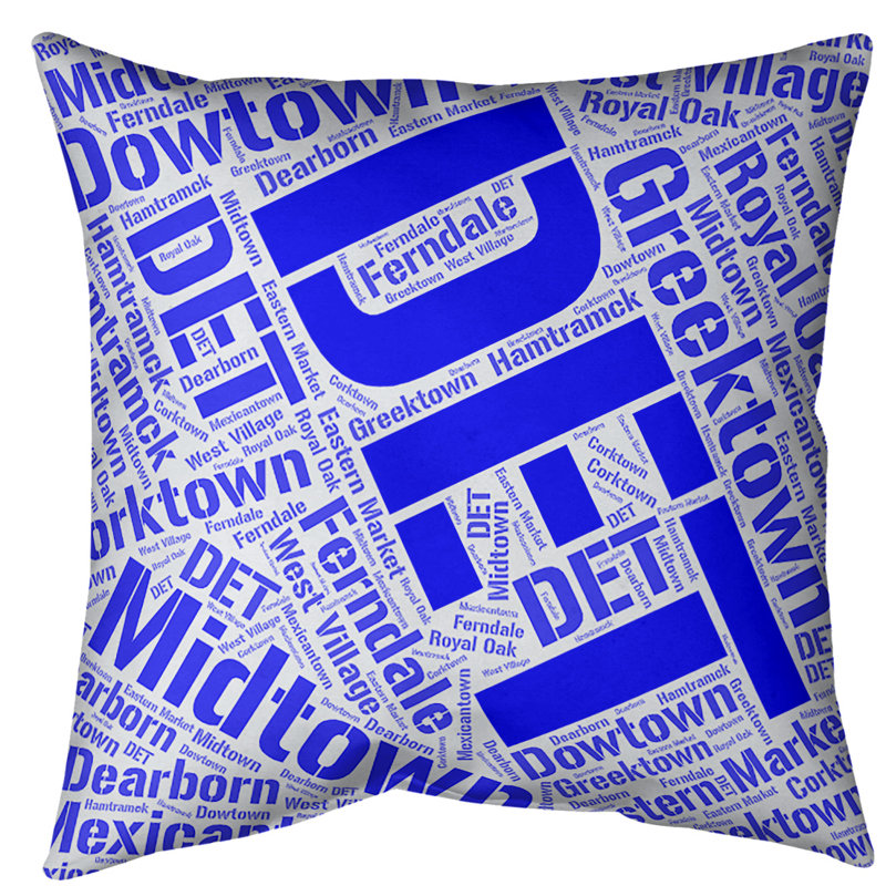 Coussin intérieur/extérieur détroit, Non, H 20 po x l 20 po, Bleu