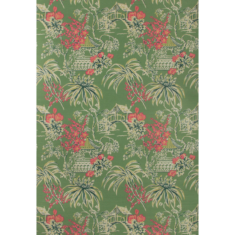 Summer Palace Tongli 30' L x 33.5" W Wallpaper Roll, Fern