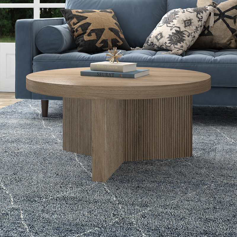 Pedestal Coffee Table, Beige/Grey